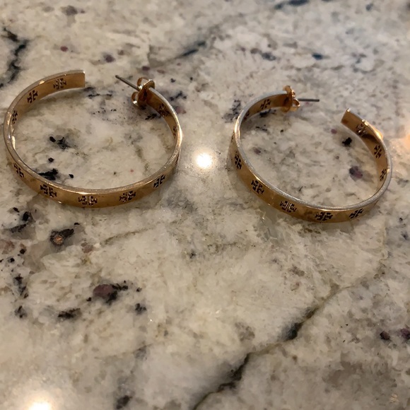 Tory Burch Gold Hoop Earrings - Picture 3 of 5